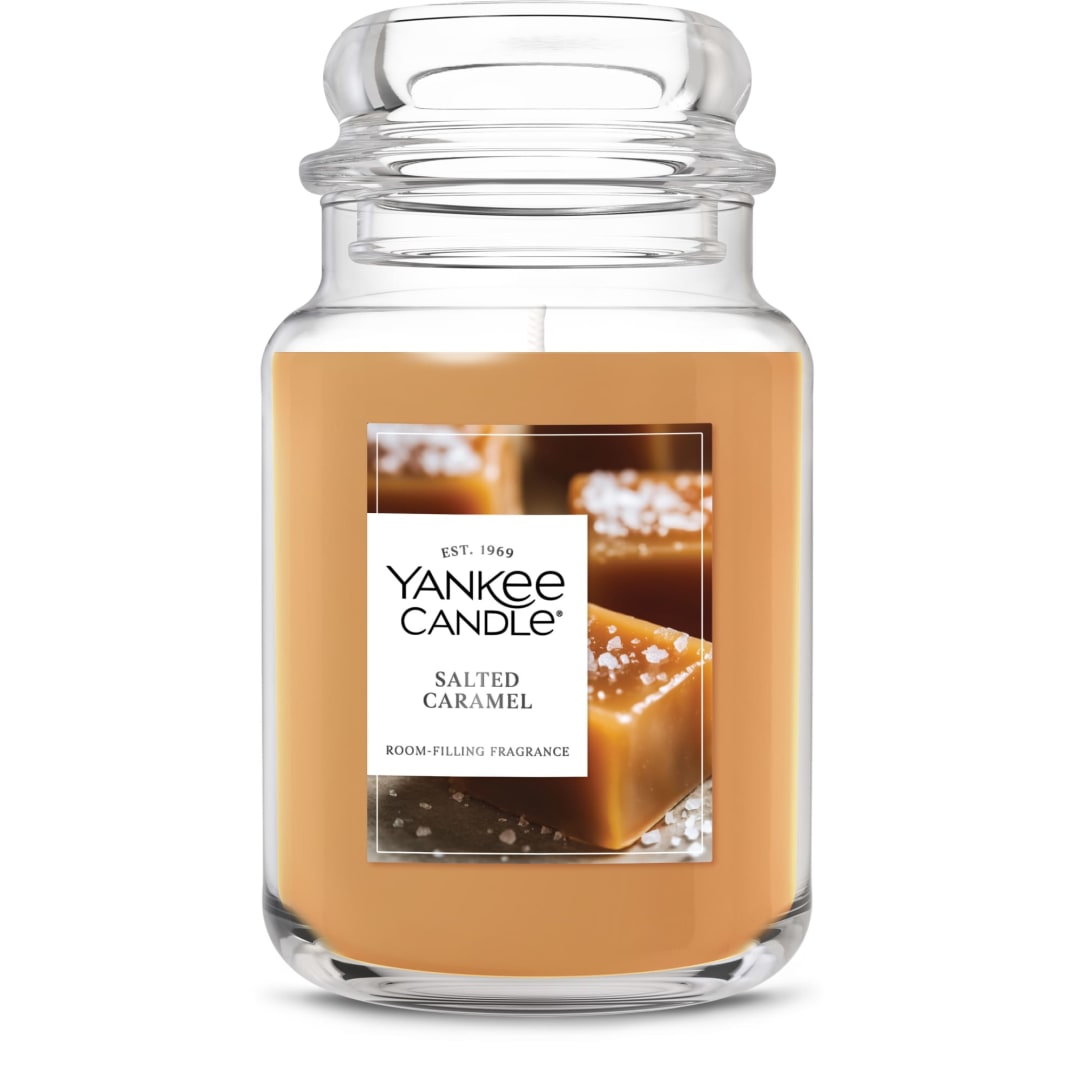 Yankee Candle® Salted Caramel Scented Candle, 22oz Large Jar with up to 150 Hour Burn Time, Great for gifting, Holidays