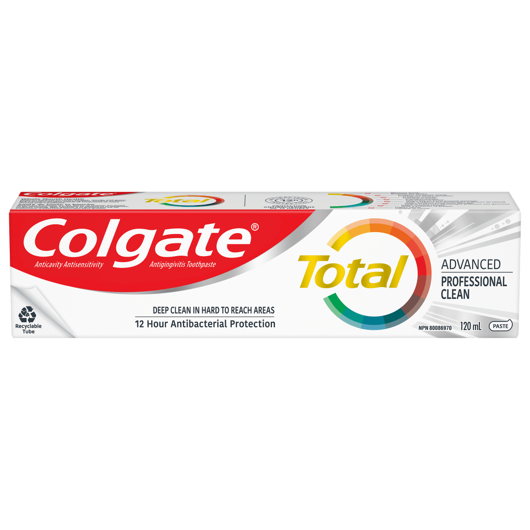 Colgate Total Advanced Professional Clean Toothpaste, Multi-Benefit Teeth Whitening Toothpaste That Protects Sensitive Teeth For A Beautiful Smile, 120 mL, 1 Pack