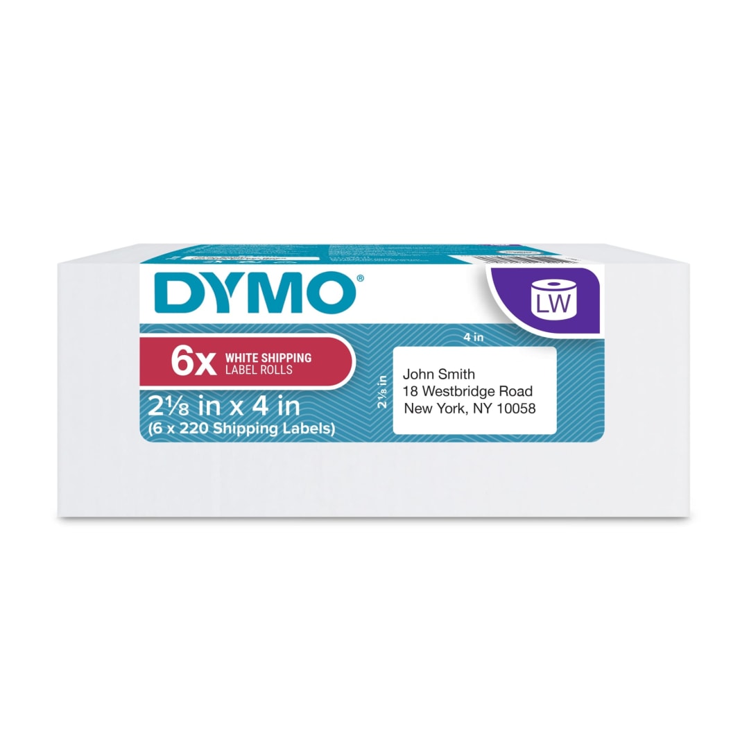 DYMO® Authentic LW Standard Shipping Labels for LabelWriter™ Label Printers, White, 2-1/8" x 4", 6 rolls of 220 (1320 Total)