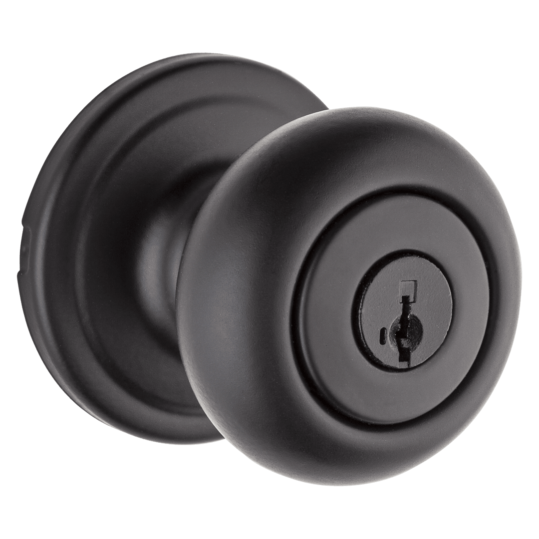 Hancock Keyed Entry Doorknob in Matte Black featuring SmartKey Security