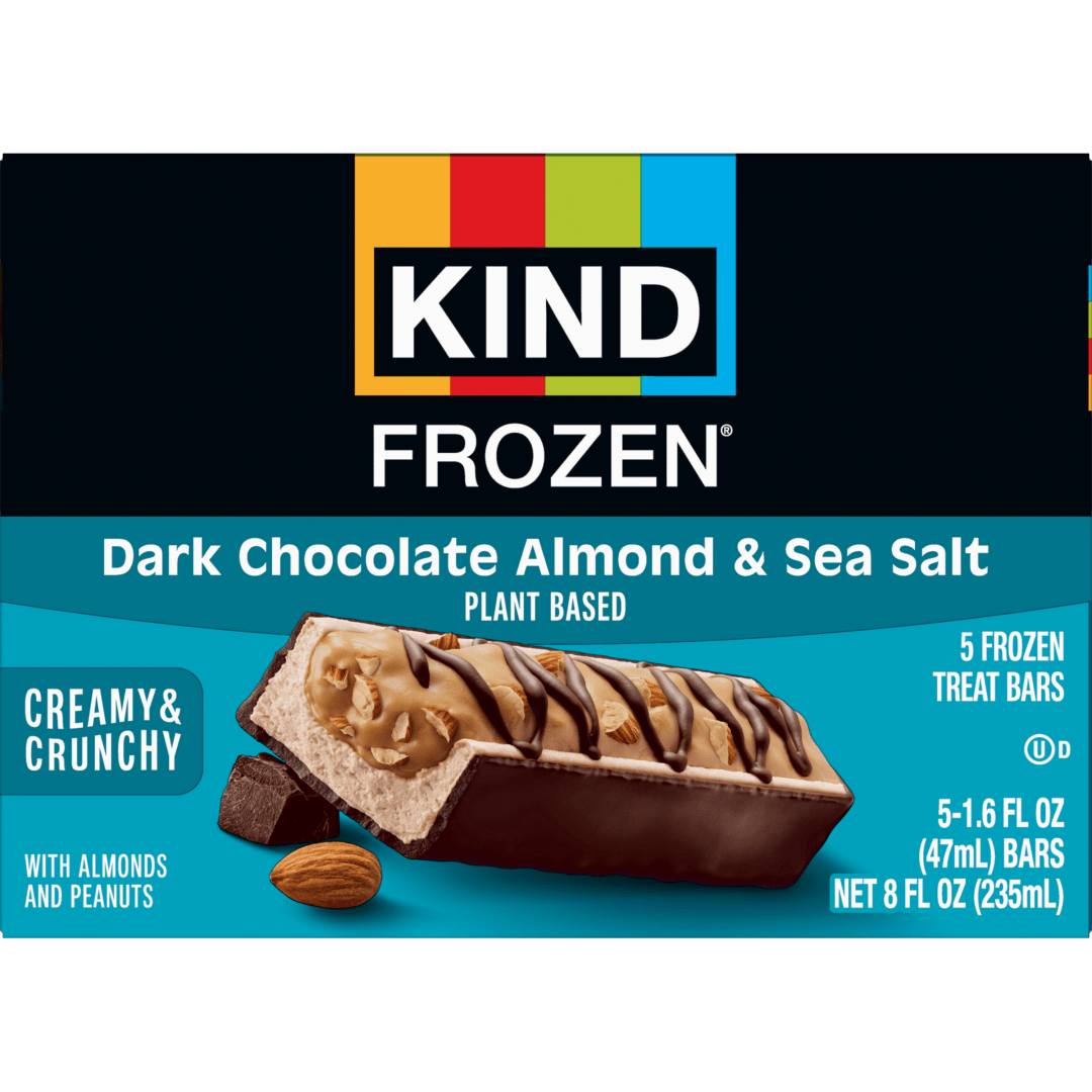 KIND FROZEN Plant Based Frozen Treat Bar, Dark Chocolate Almond Sea Salt & Nut Treat Bars, 5 Pack, 1.6 Oz Bars