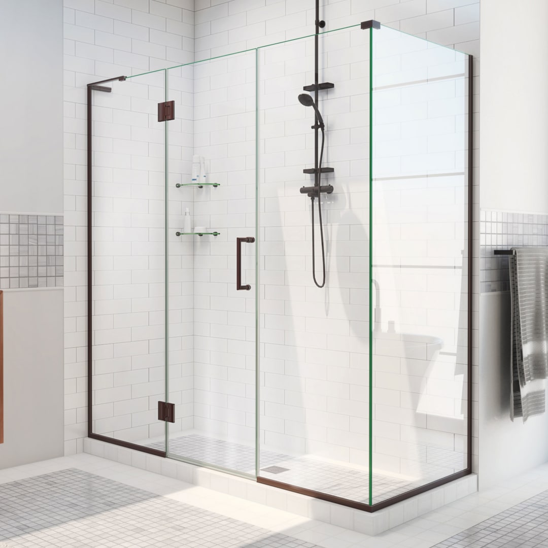 DreamLine Unidoor-X 58 1/2 inch W x 30 3/8 inch D x 72 inch H Frameless Hinged Shower Enclosure in Oil Rubbed Bronze