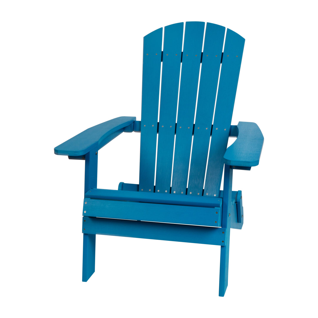 Charlestown Commercial All-Weather Poly Resin Indoor/Outdoor Folding Adirondack Chair in Blue