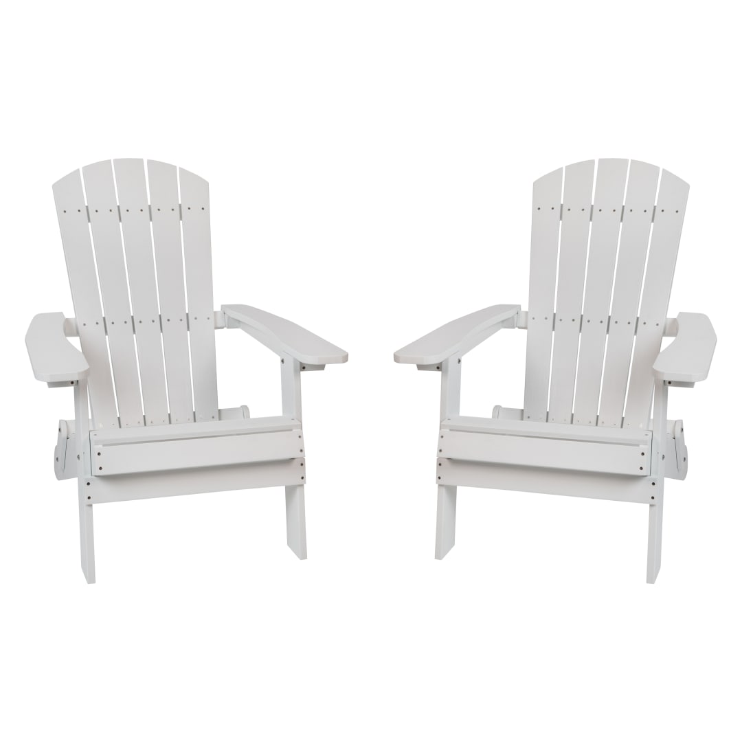 Set of 2 Charlestown All-Weather Poly Resin Folding Adirondack Chair in White
