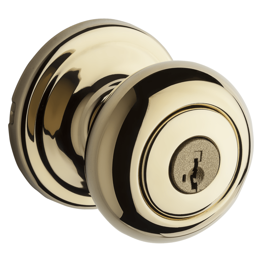 Hancock Keyed Entry Knob in Polished Brass featuring SmartKey Security