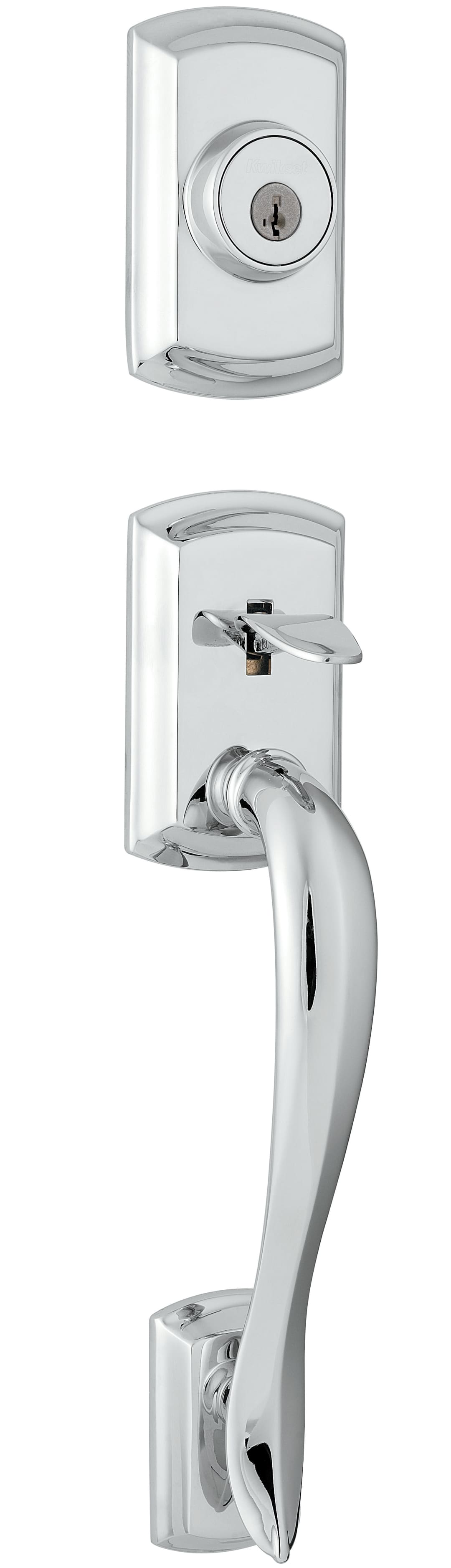 Avalon Single Cylinder Exterior Only Handleset featuring SmartKey Security™ in Polished Chrome