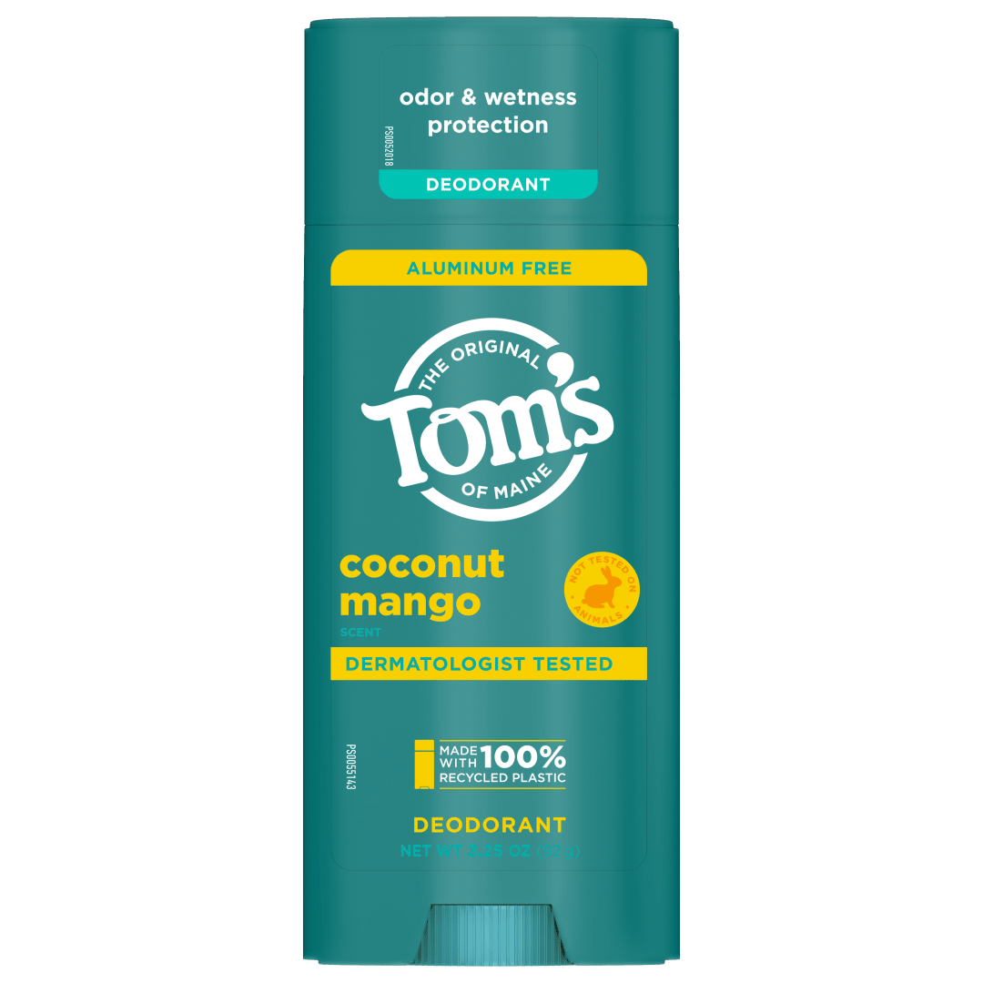 Tom’s of Maine Coconut Mango Natural Deodorant, Aluminum Free, Clear Application, Odor & Wetness Protection, Naturally Derived Ingredients, 3.25 oz