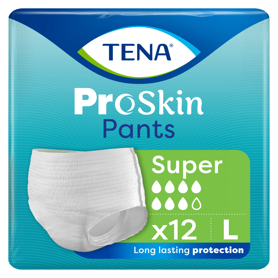 TENA ProSkin Pants Super – Disposable Incontinence Pants for Moderate to Heavy Leakage with Fast Absorption, Odour Control &amp; Triple Skin Protection - Large, Pack of 12