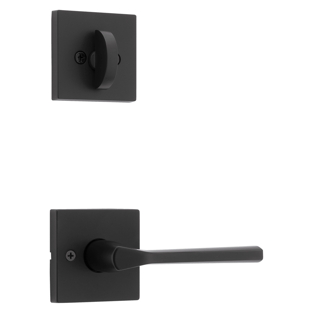 966 Single Cylinder Interior Pack w/ Square Rose Shape Lisbon Lever Handlesets in Matte Black