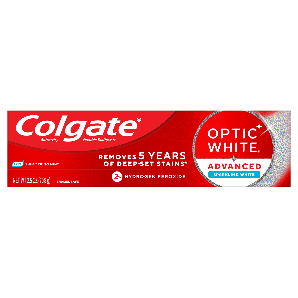 Colgate Optic White Advanced Sparkling White Toothpaste with 2% Hydrogen Peroxide, 2.5 OZ