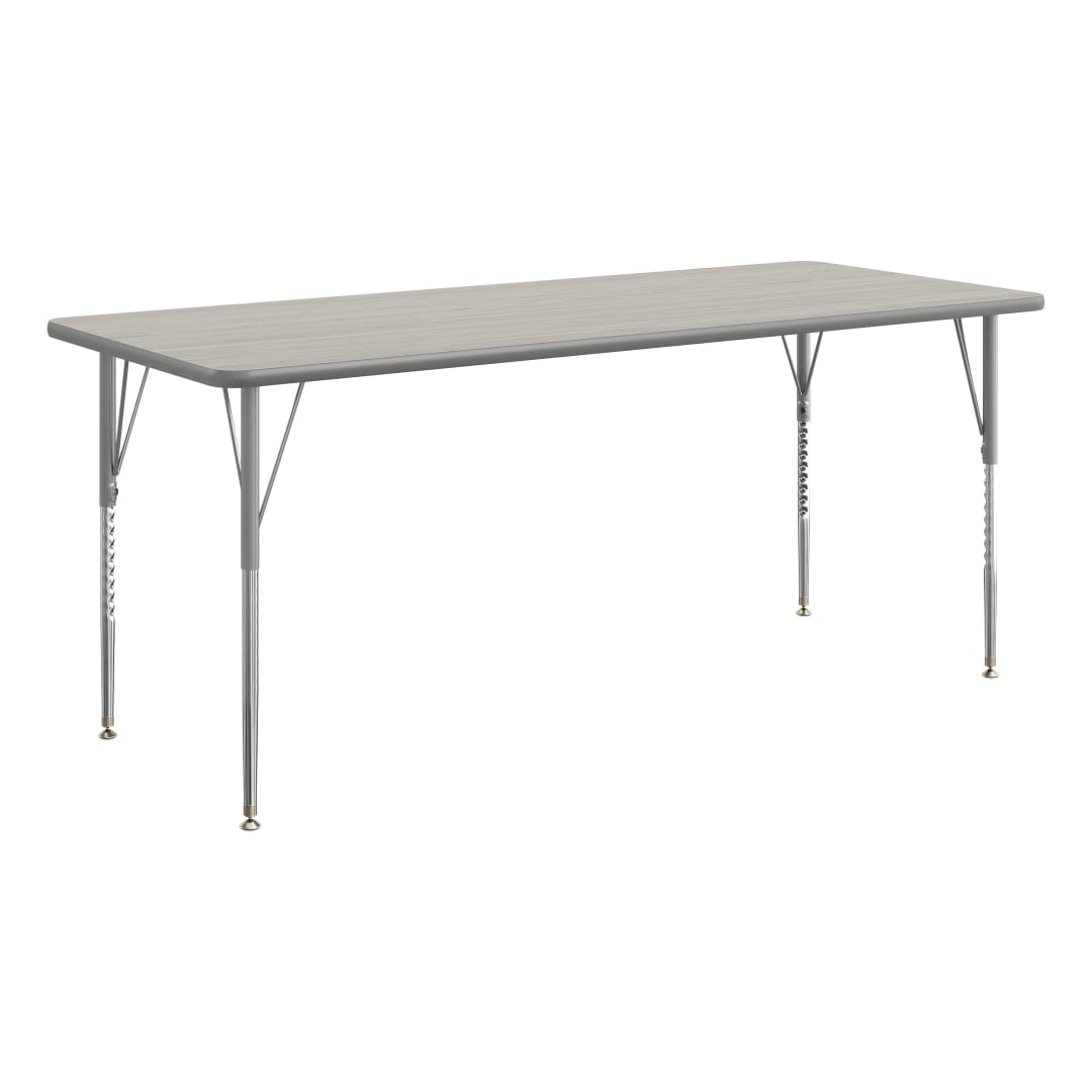 Wren 72" x 30" Adjustable Height Activity Table, Thermal Laminate Top, Standard Legs, Light Gray