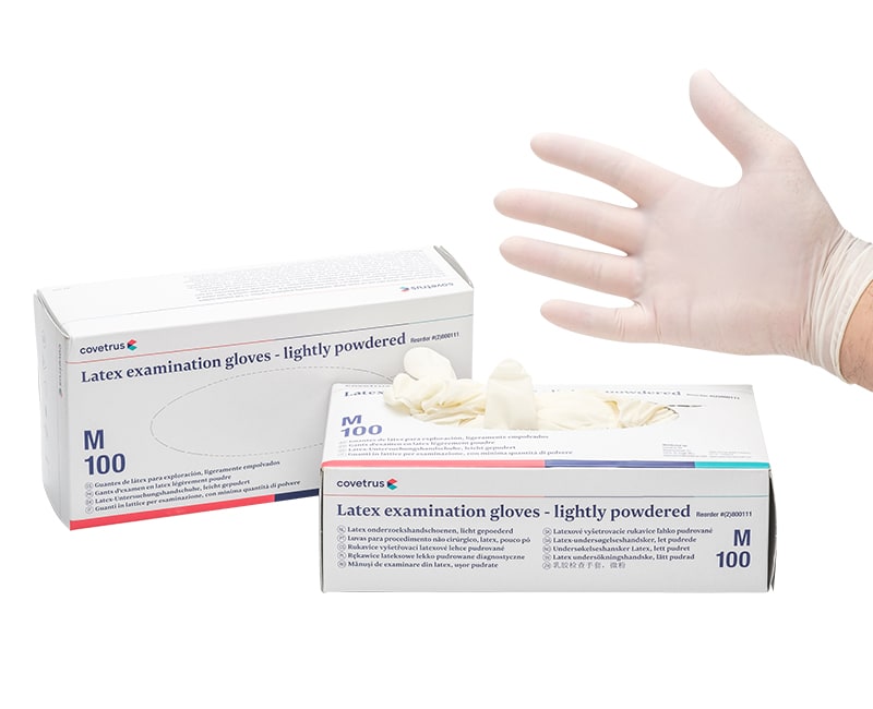 Covetrus Lightly-Powdered Latex Examination Glove, White, Large