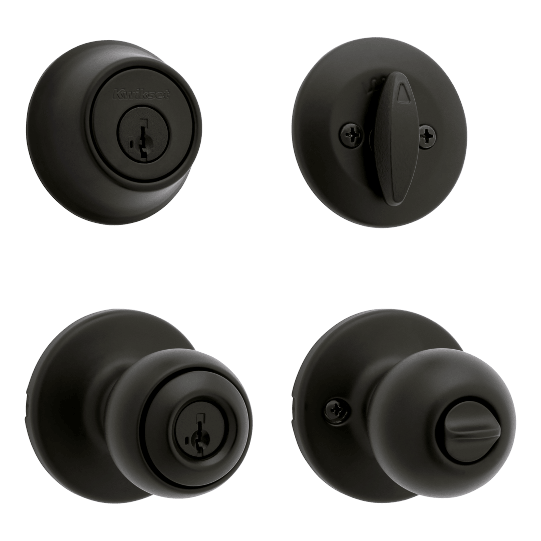 Polo Doorknob Combo Pack in Matte Black featuring SmartKey Security