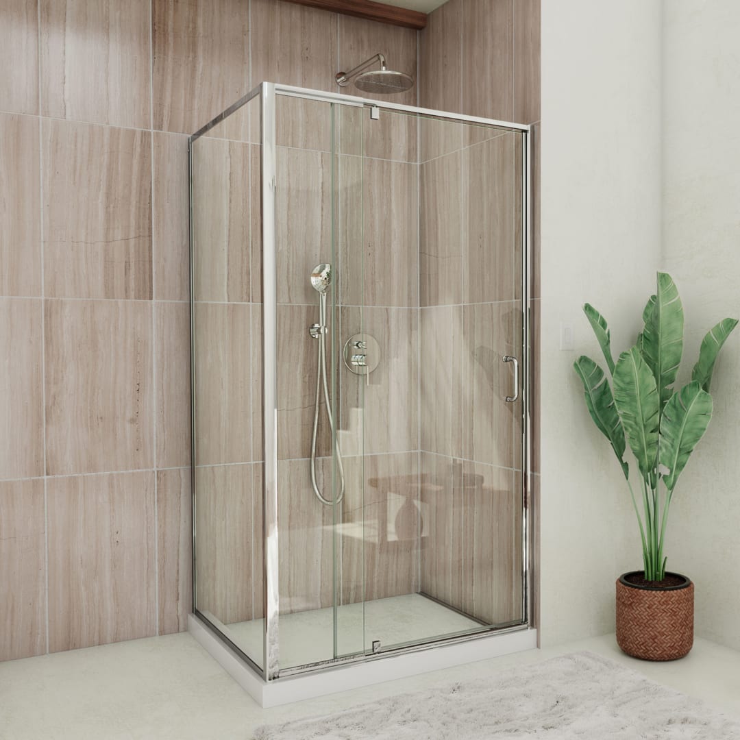 DreamLine Flex 40 inch D x 38 - 42 inch W x 72 inch H Semi-Frameless Pivot Shower Enclosure in Chrome