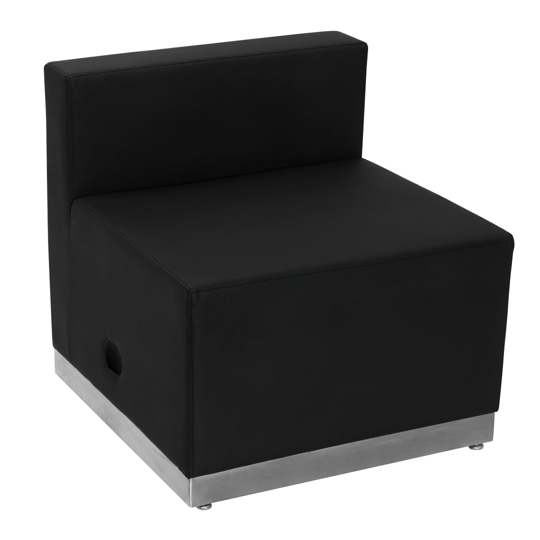 HERCULES Alon Series Black LeatherSoft Chair with Brushed Stainless Steel Base