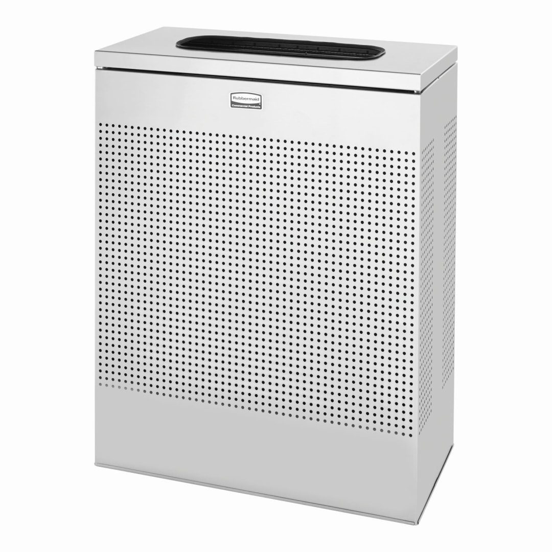 Rubbermaid Commercial Products Silhouettes 22.5 Gal Rectangle Open Top Trash Can, Stainless Steel