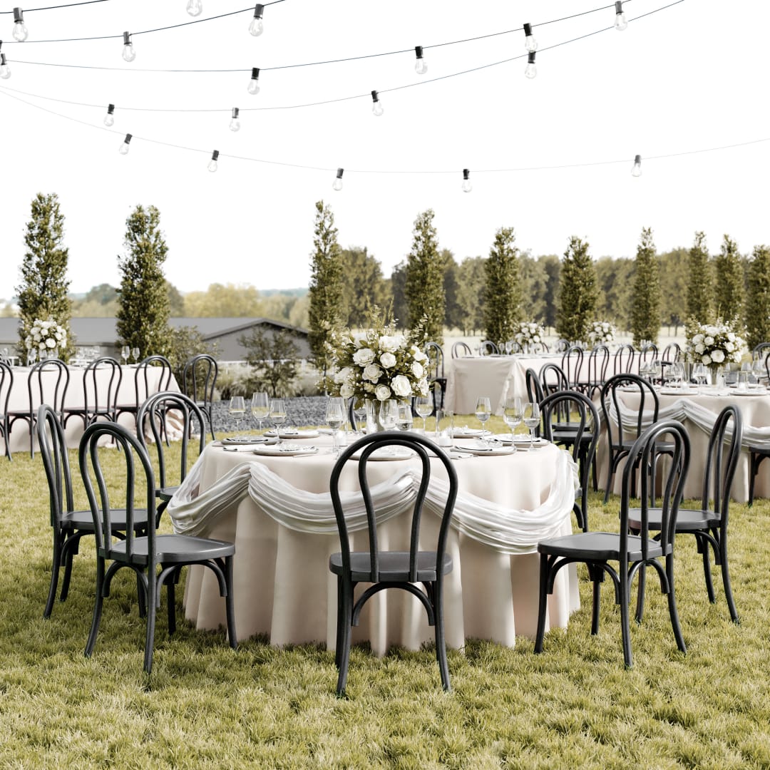 HERCULES Commercial Black Indoor/Outdoor Wood Look Stackable Resin Thonet Style Chair