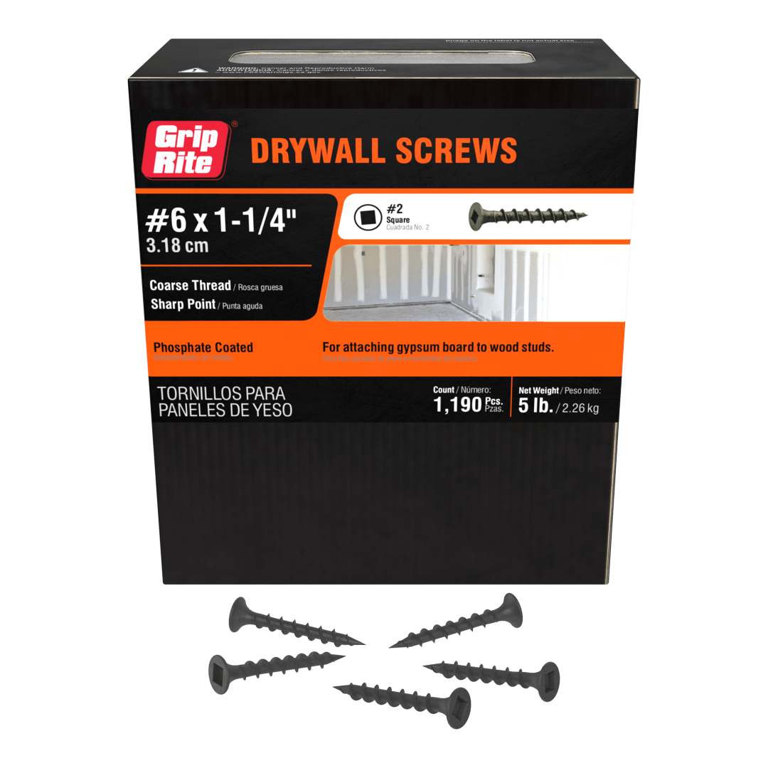 Grip-Rite 6 X 1-1/4" Sq Dr Coarse Dw Screw 5# Hand Drive Drywall Screws