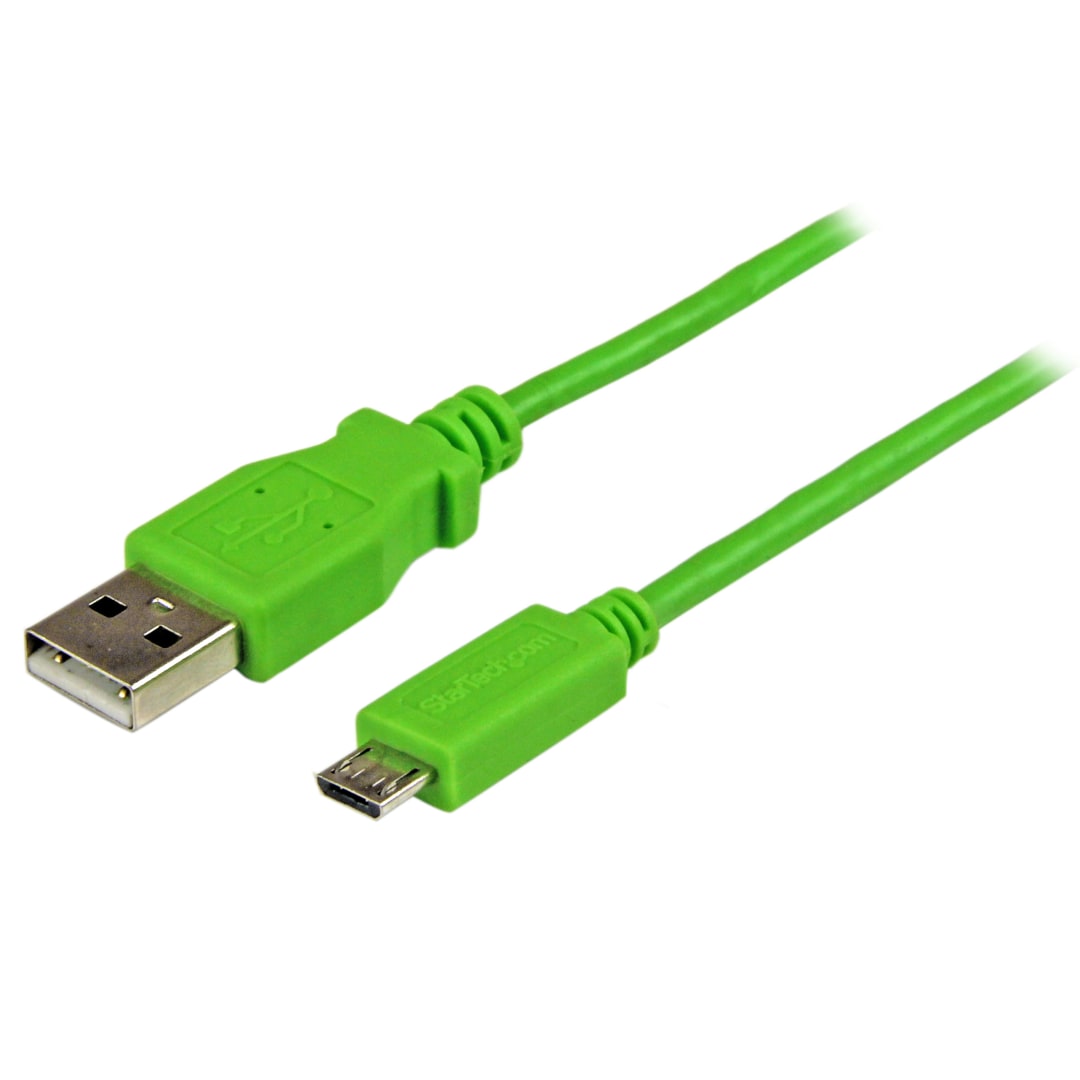 1m Phone Charge Cable USB to Thin Micro USB, Green