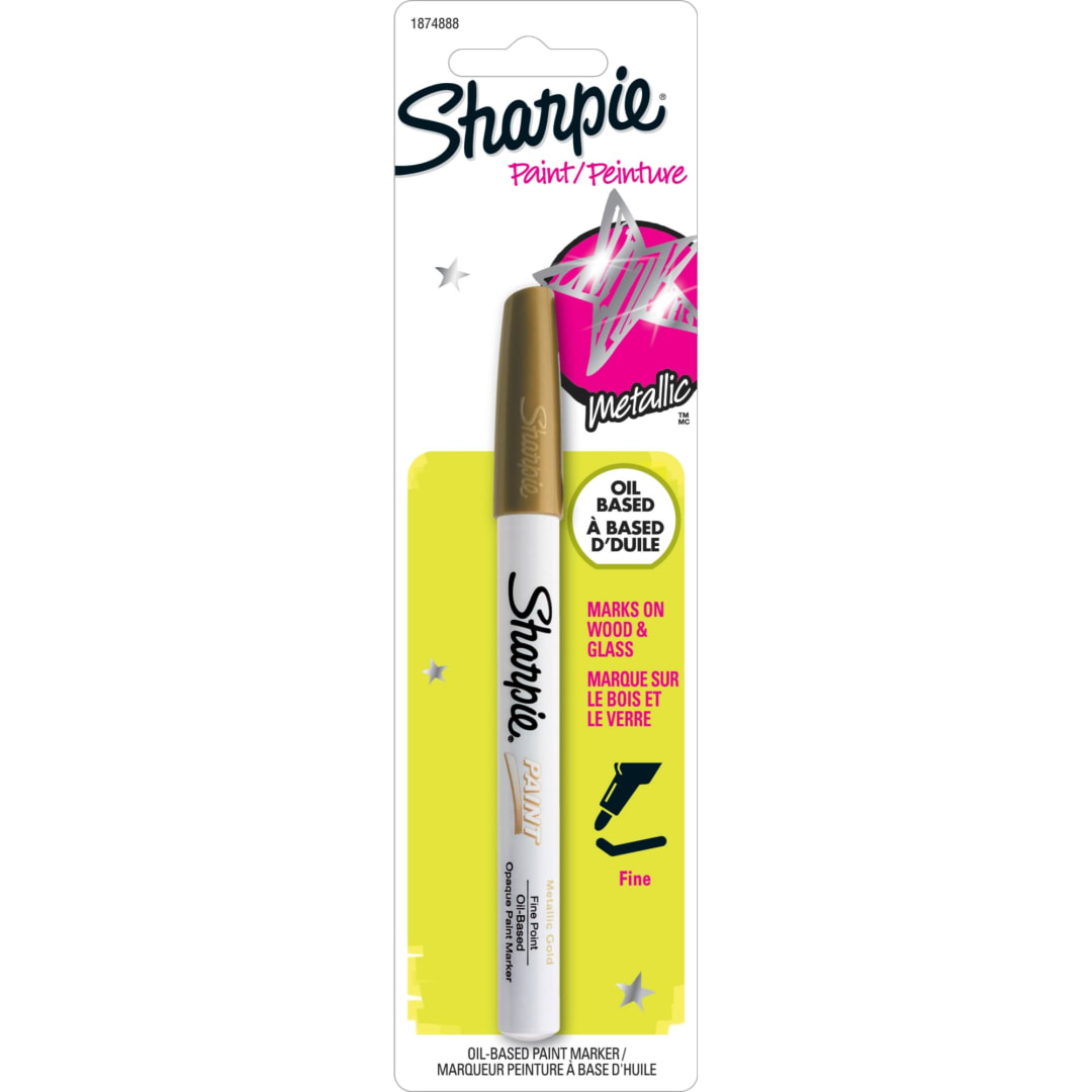 Sharpie® Oil-Based Paint Marker, Fine Point, Metallic Gold, 1 Count