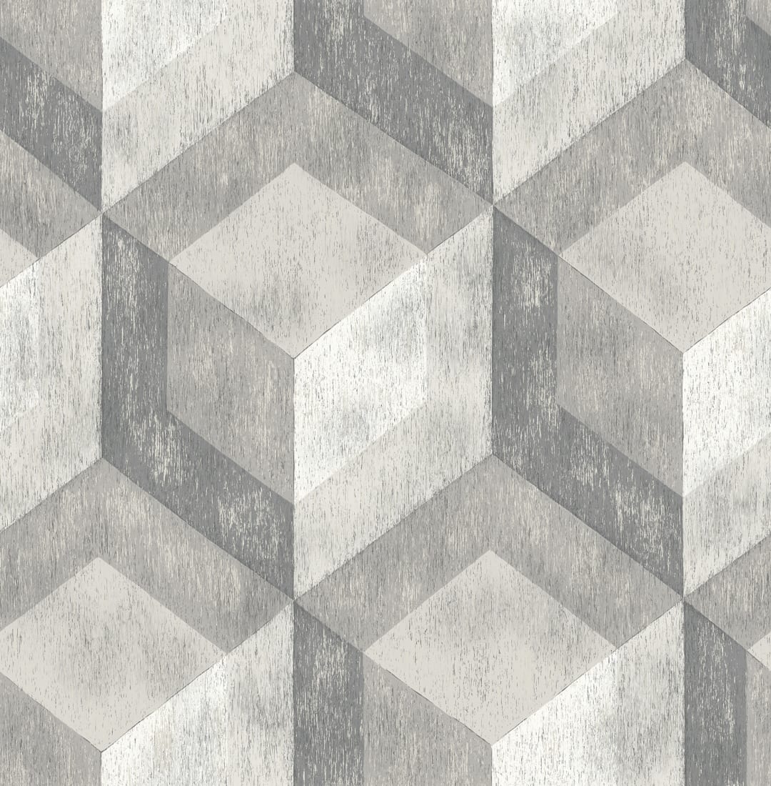 Ash Rustic Wood Tile Wallpaper