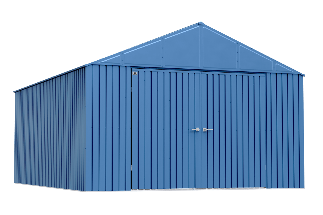 Arrow Elite Steel Storage Shed, 12x16, Blue Grey