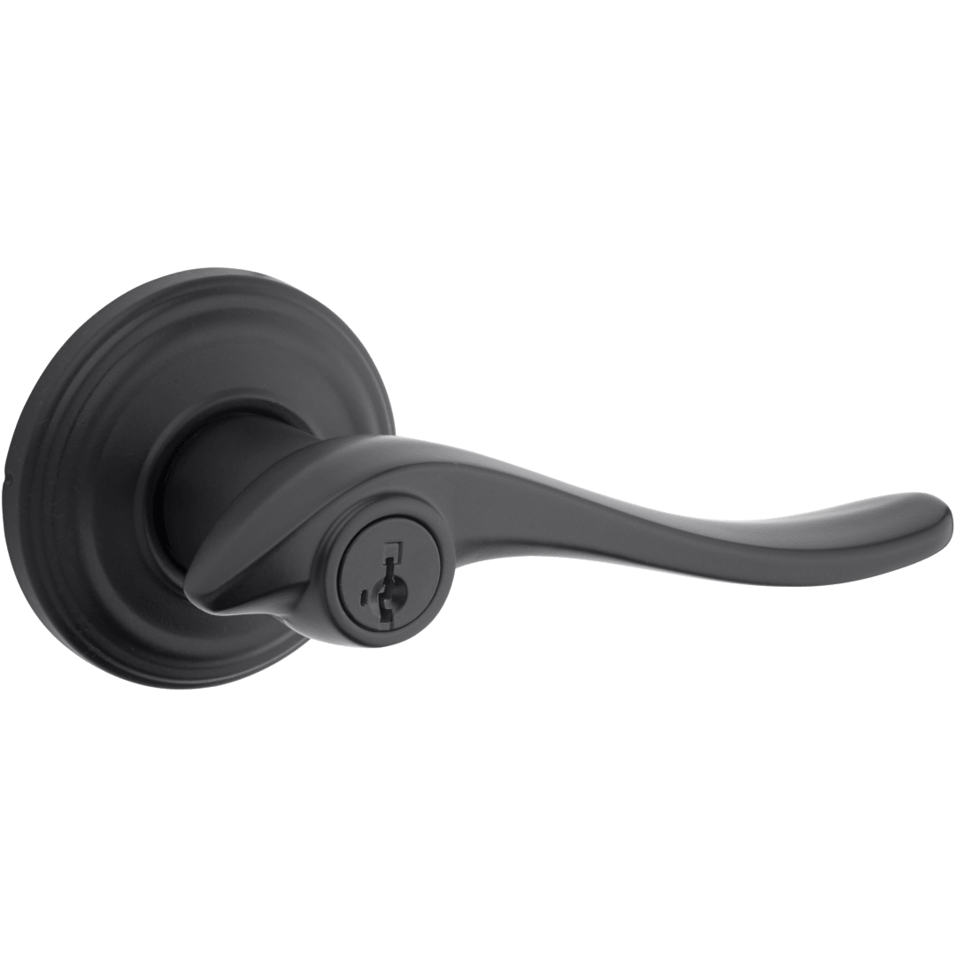 Avalon Keyed Entry Lever featuring SmartKey Security™ in Matte Black