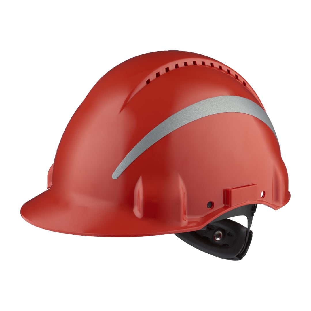 3M™ Sert Başlık, Uvicator, Mandallı, Havalandırmalı, Reflektif, Plastik Ter Bantlı, Kırmızı, G3000NUV-R-RD