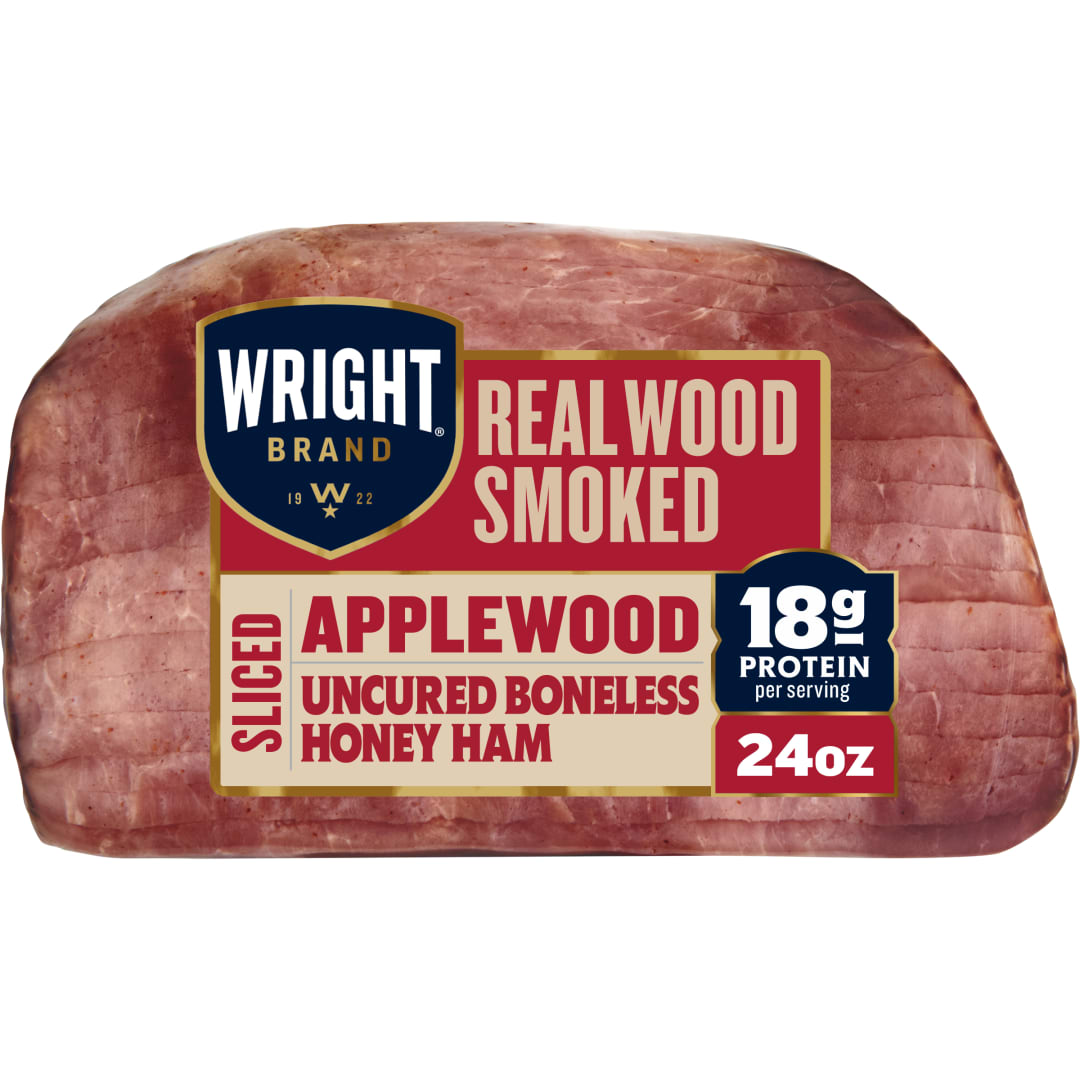 Wright Brand Fully Cooked Applewood Smoked Uncured Boneless Honey Ham, 24 oz