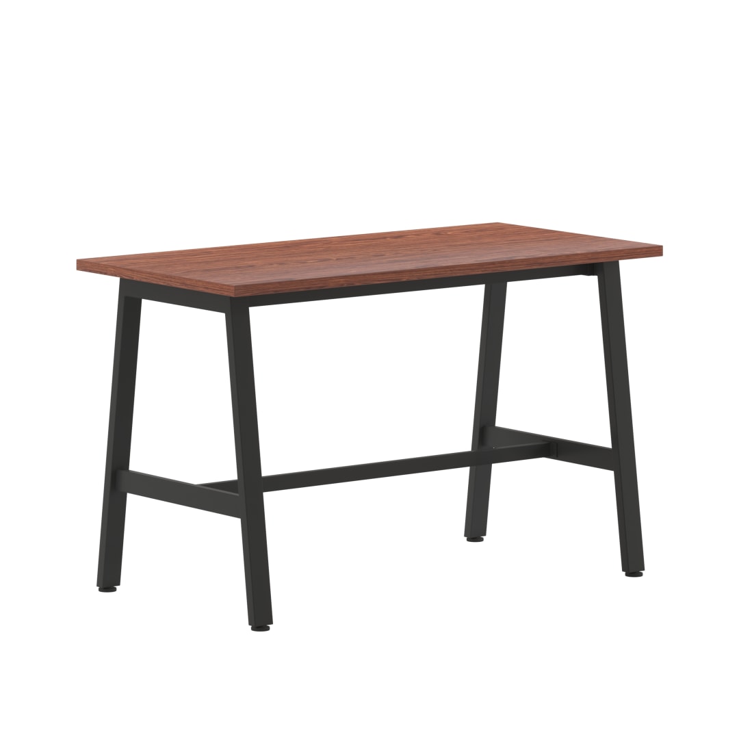 Redmond Commercial 48x24 Collaborative Table Desk, 1" Thick Double Sided Laminate Table Top with PVC Edging, Heavy Duty A-Frame Steel Base, Walnut