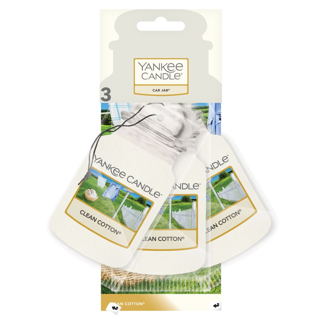 Yankee Candle® Car Jar Scented Air Freshener | Clean Cotton | 3 Count