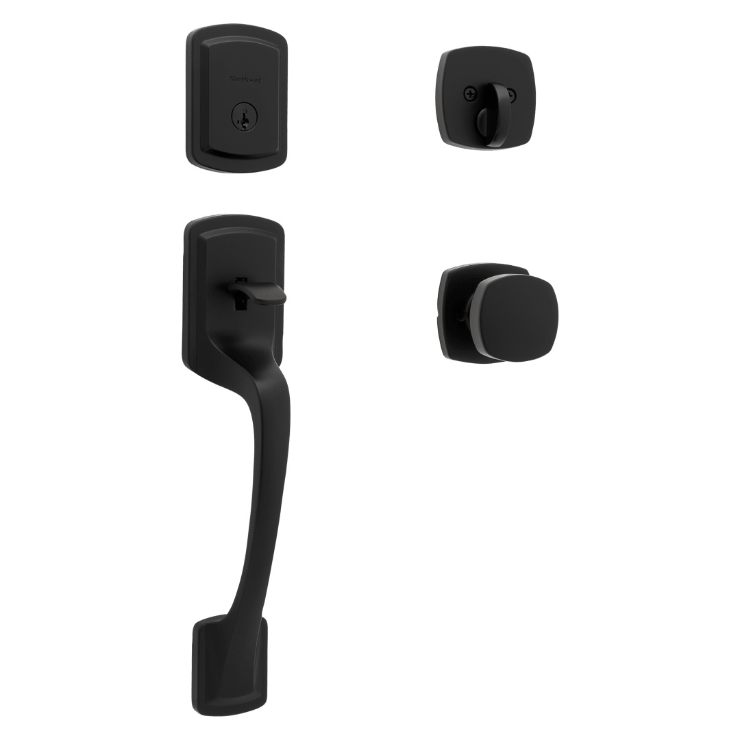 Prague Single Cylinder Handleset w/ Arroyo Knob featuring SmartKey Security™ in Matte Black