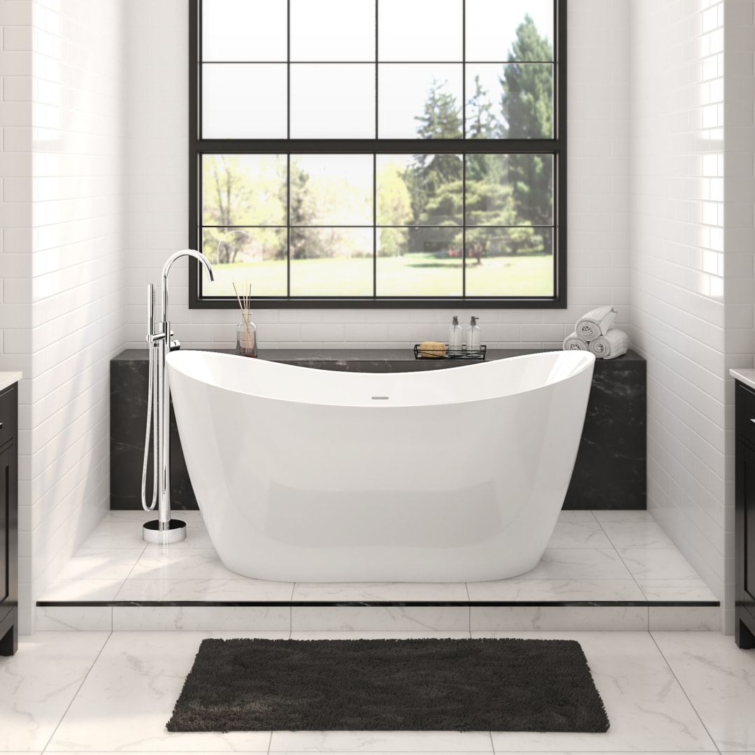 Luna 71" L x 29" H Freestanding Tub Chrome Drain