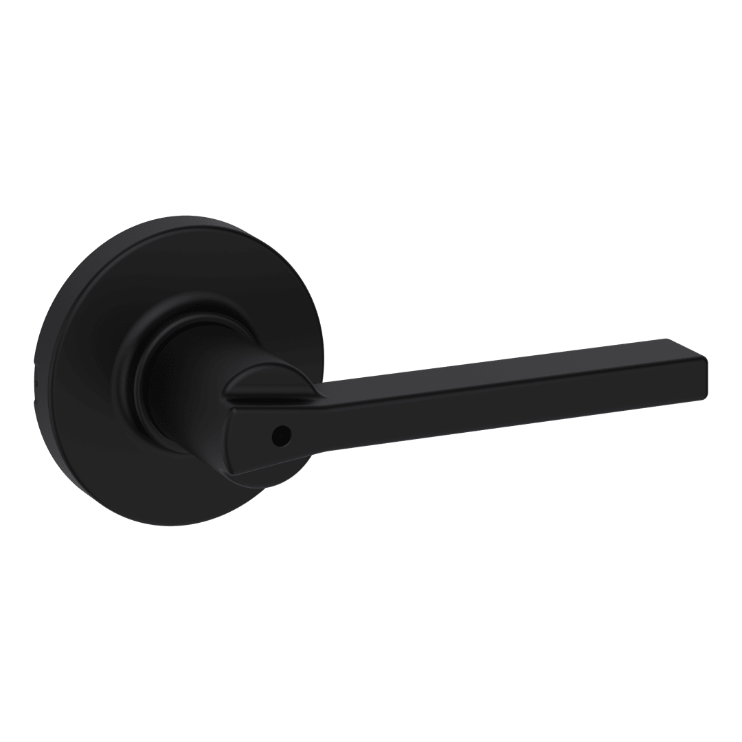 Casey Bed/Bath Door Lever in Matte Black with Round Rosette