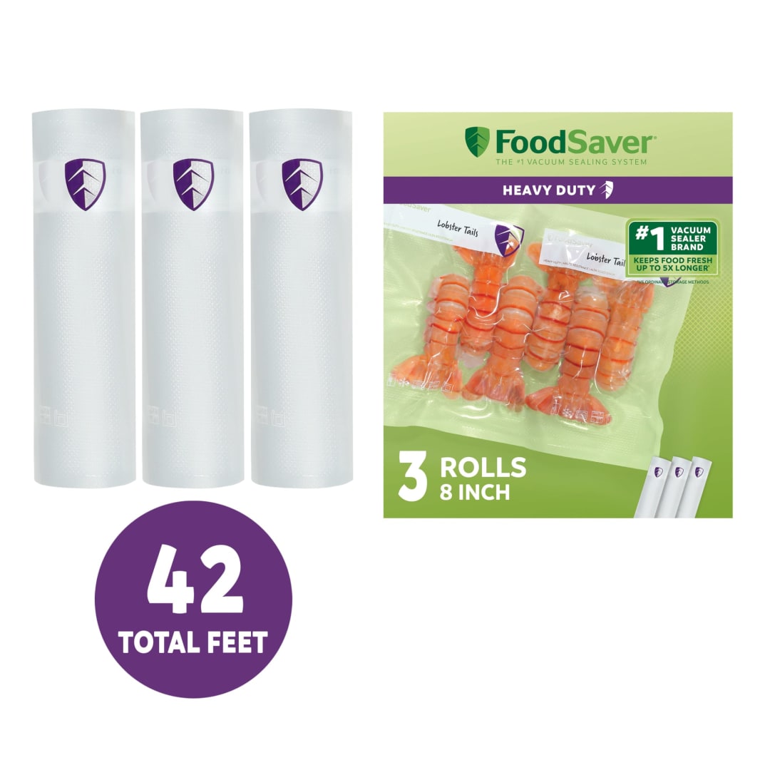 FoodSaver Heavy Duty Vacuum Sealer Rolls, 3 Pack 8" x 14' Rolls, BPA-Free Bags for Storage, Sous Vide, Meal Prep