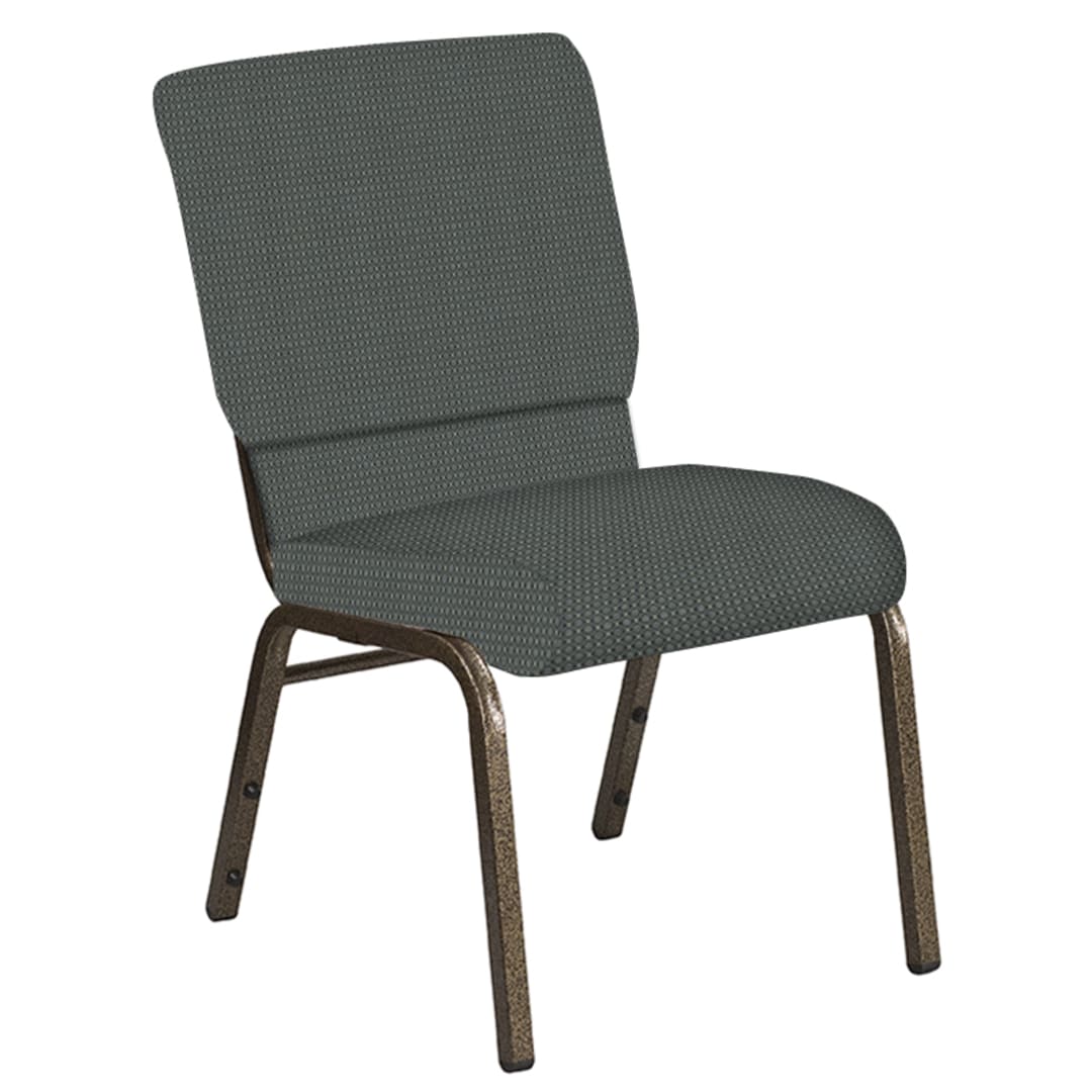 Embroidered 18.5''W Church Chair in Canterbury Pewter Fabric - Gold Vein Frame