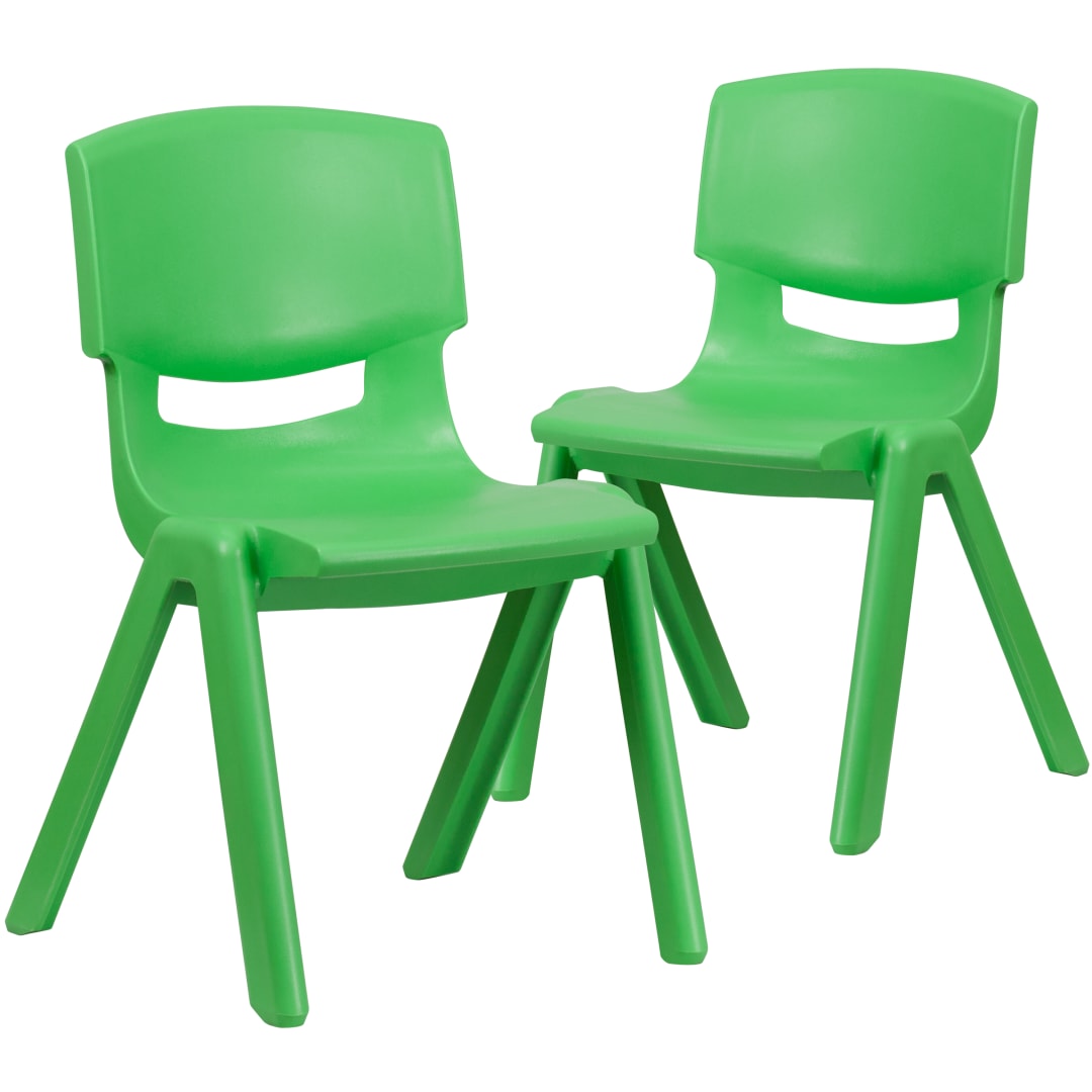Whitney 2 Pack Green Plastic Stackable School Chair with 15.5" Seat Height