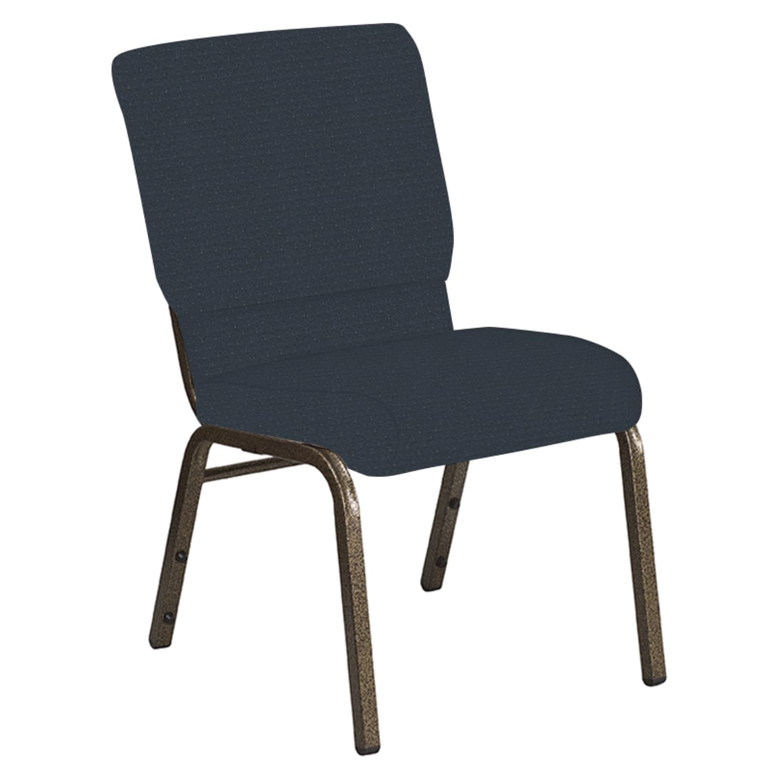 18.5''W Church Chair in Venus Blue Azure Fabric - Gold Vein Frame