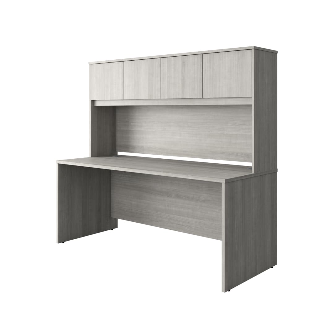 Cornerstone 71"W x 29.25"D Executive Desk with Hutch, Slate Gray