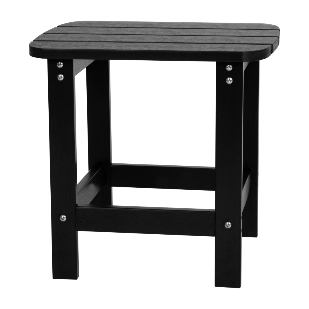 Charlestown All-Weather Poly Resin Wood Commercial Grade Adirondack Side Table in Black
