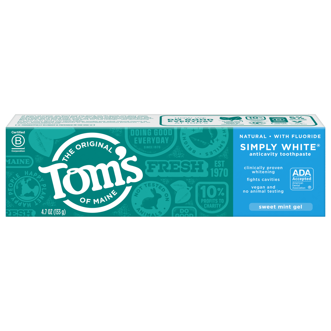 Tom's of Maine Natural Simply White Fluoride Toothpaste, Sweet Mint, 4.7 oz.