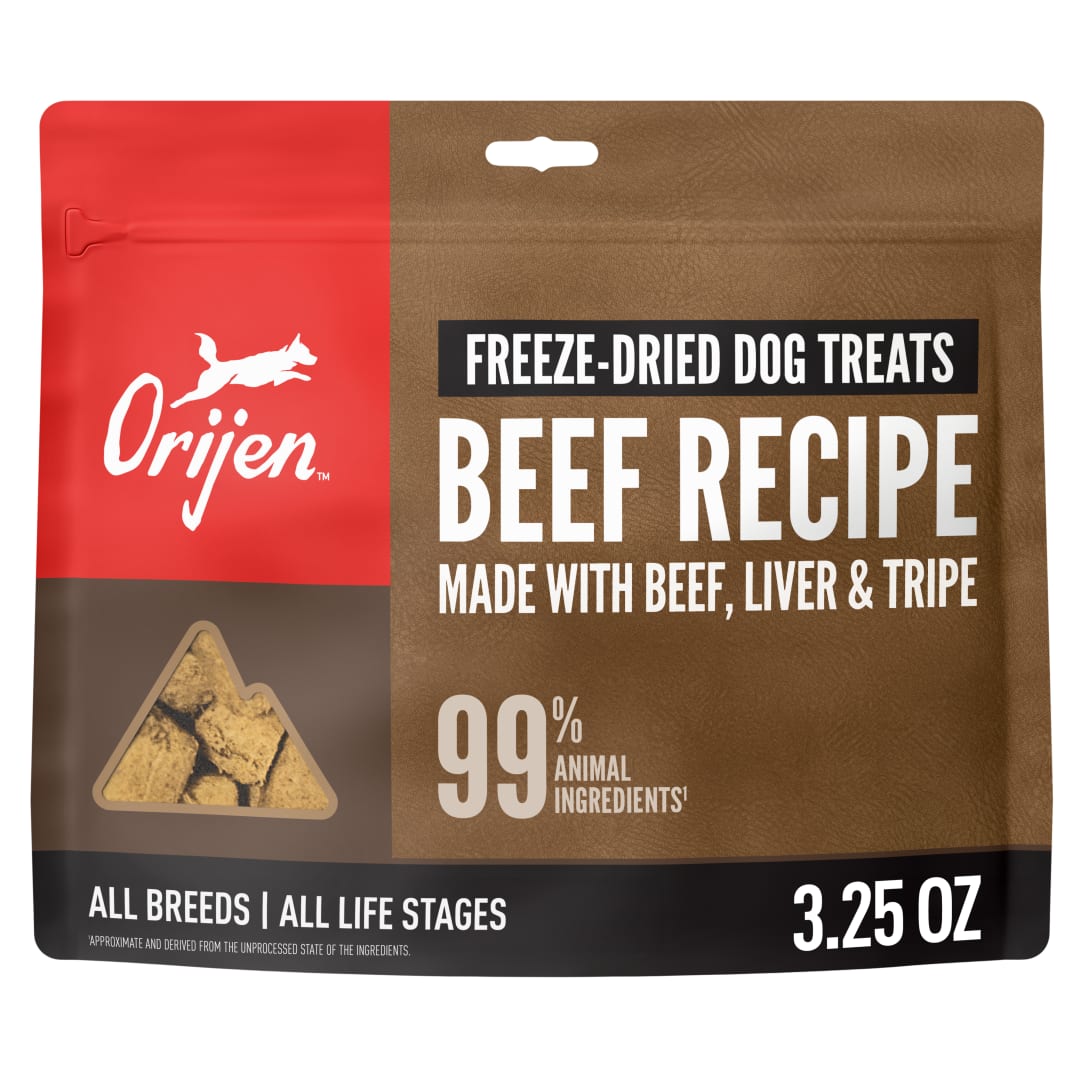 ORIJEN Grain Free High Protein Freeze Dried Dog Treats Ranch-Raised Beef Recipe