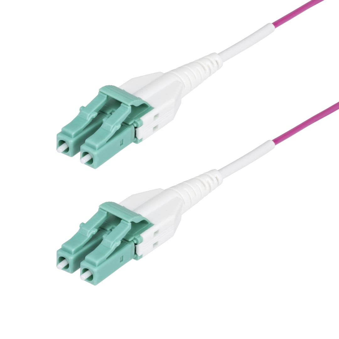 OM4 Fiber Optic Cable Violet MM Duplex LC LC OFNR 2M