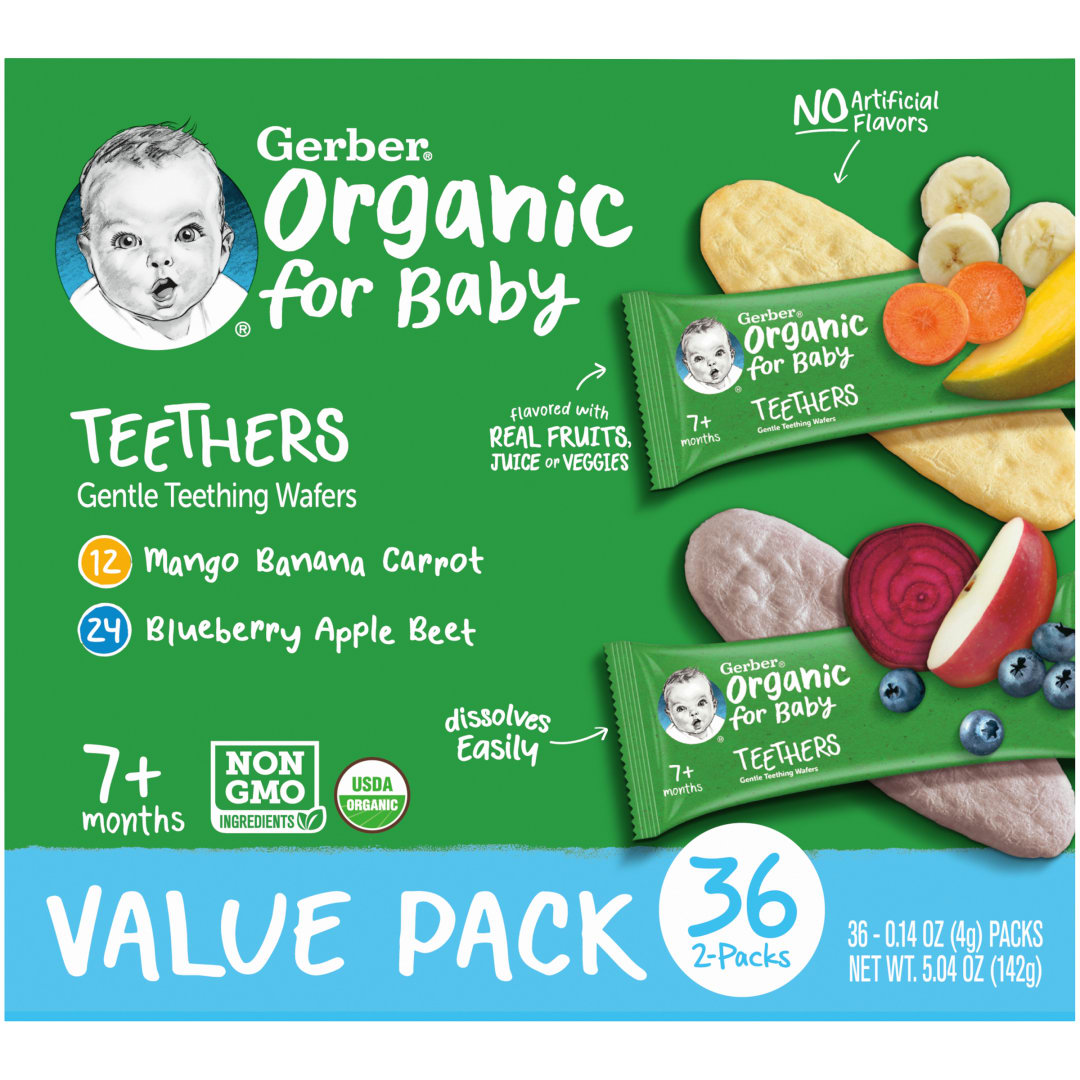 Gerber Organic Stage 3 Baby Food,  Teethers Variety Pack - 36 Pack