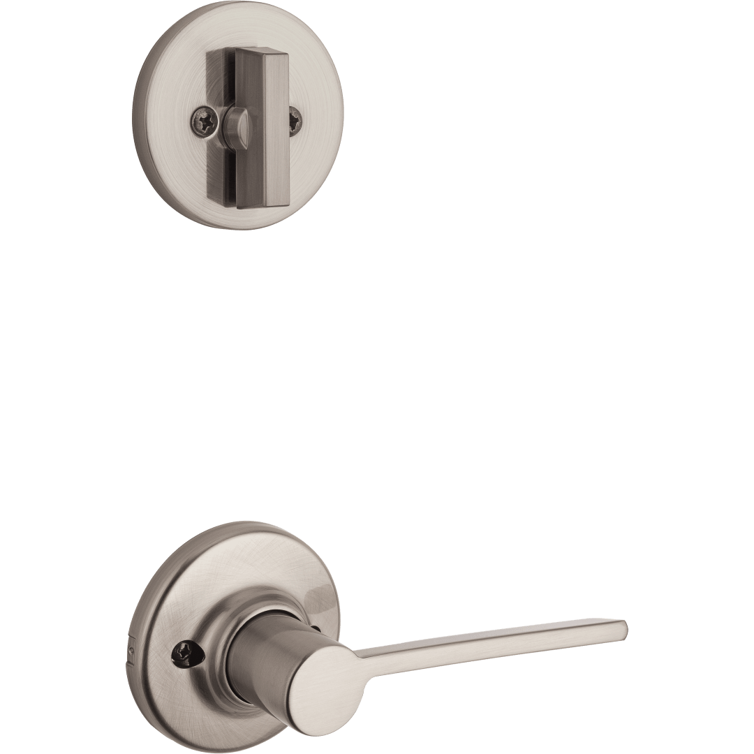604 Single Cylinder Interior Pack w/ Ladera Left-Handed Lever for Kwikset Series Handlesets in Satin Nickel