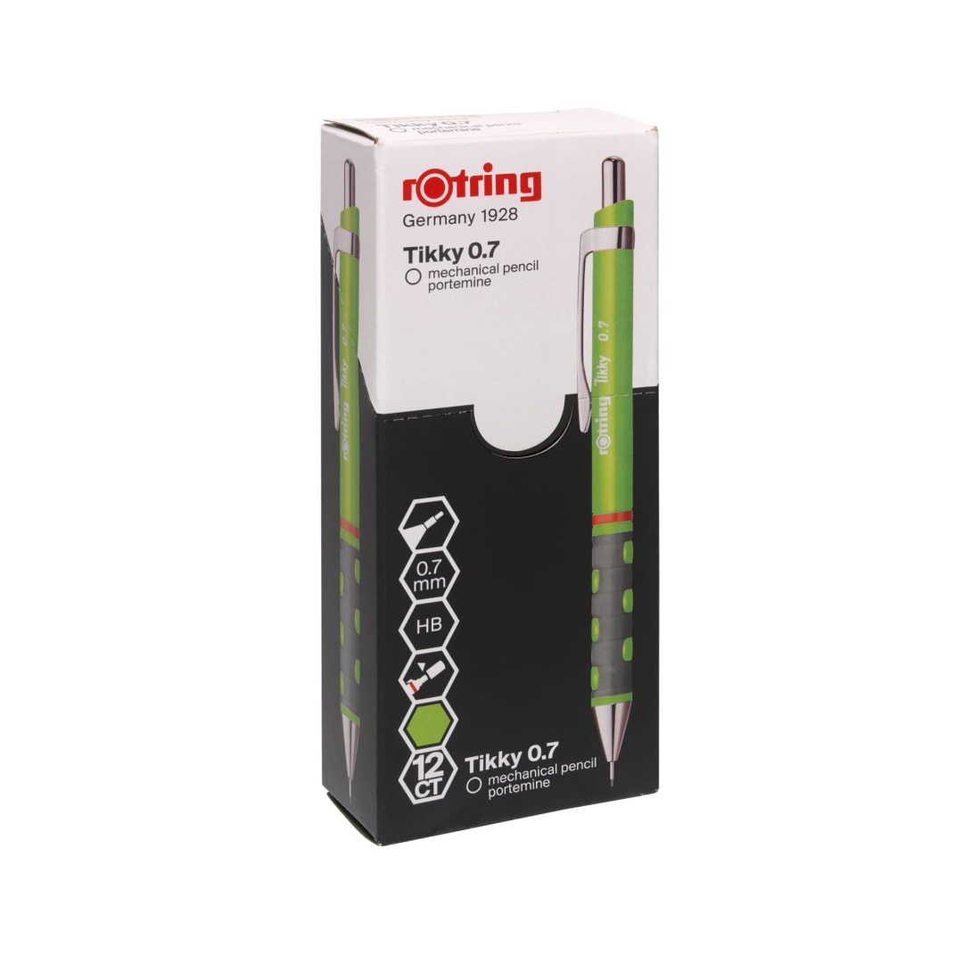 rOtring Tikky Mechanical Pencils | HB 0.7 mm Lead | Neon Green | Box of 12
