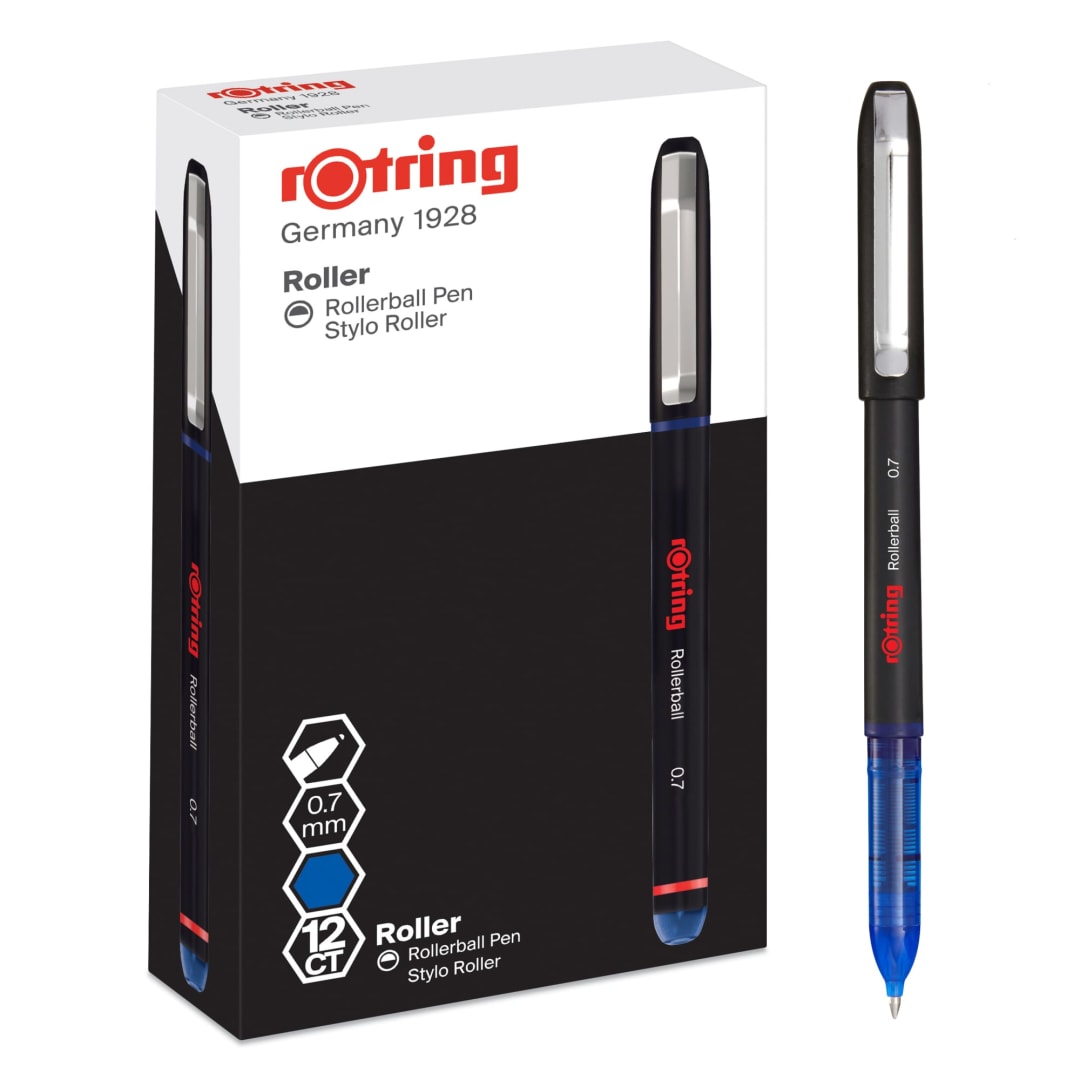 rOtring RollerBall® Pen | Fine Point (0.7 mm) for Clear Writing | Blue Ink | 12 Count