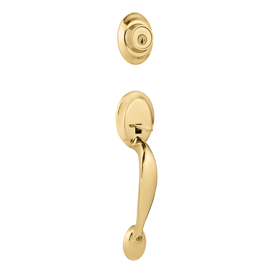 Dakota Single Cylinder Exterior Only Handleset featuring SmartKey Security™ in Polished Brass