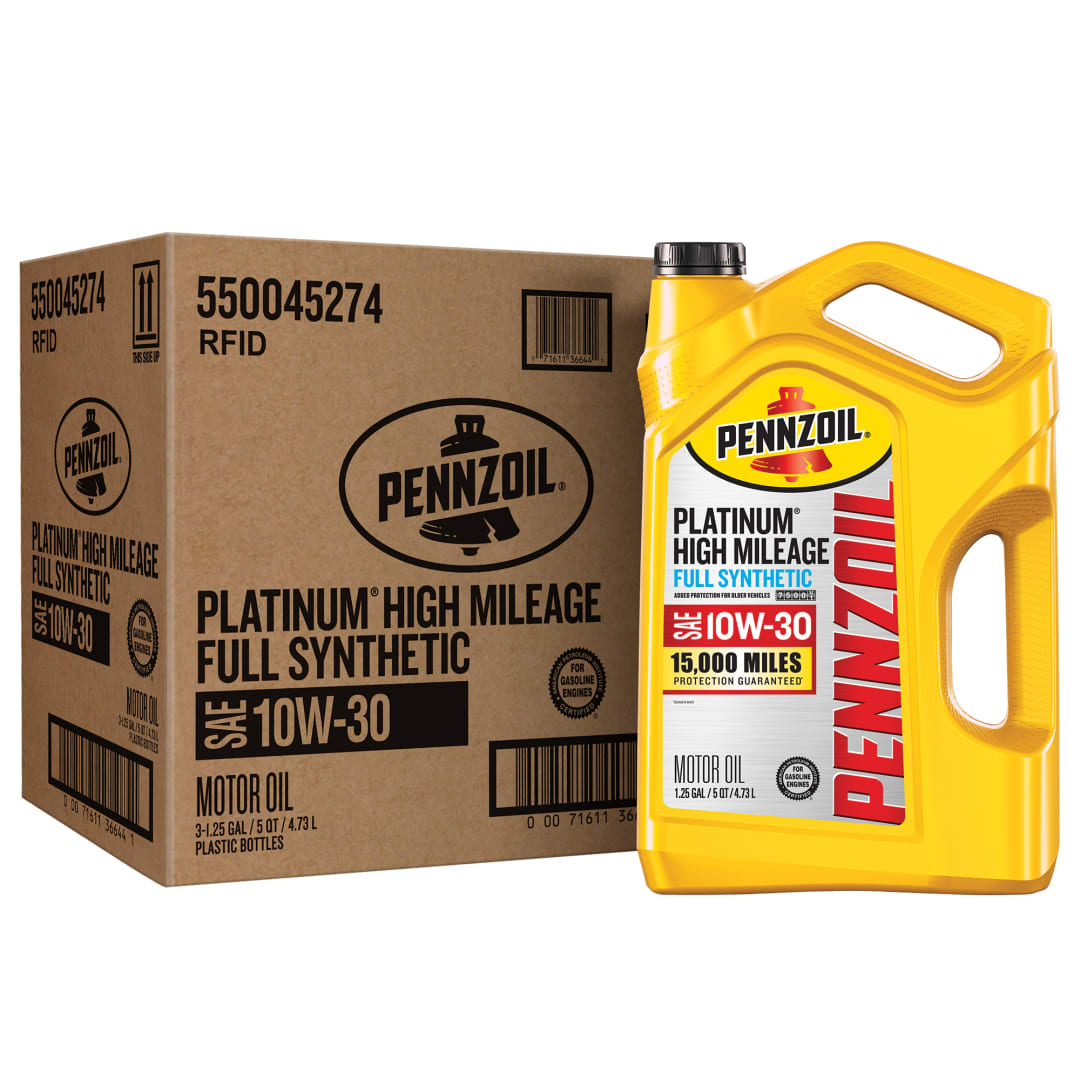 Pennzoil Platinum High Mileage Full Synthetic 10W-30 Motor Oil, 5 Quart (3 Pack)