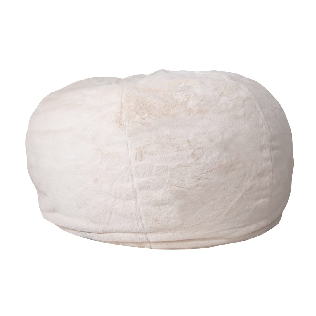 Duncan Oversized White Furry Refillable Bean Bag Chair for All Ages